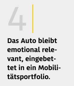 Grafik Ergebnis 4: Das Auto bleibt emotional relevant, eingebettet in ein Mobilitätsportfolio